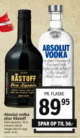SPAR Absolut vodka eller Råstoff tilbud