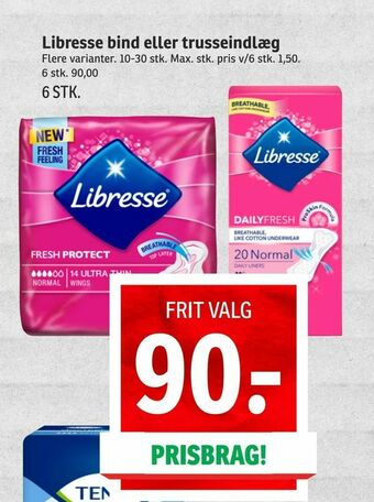 SPAR Libresse bind eller trusseindlæg tilbud