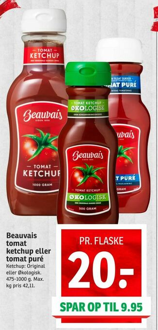 SPAR Beauvais tomat ketchup eller tomat puré tilbud