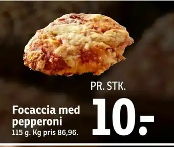 Focaccia med pepperoni
