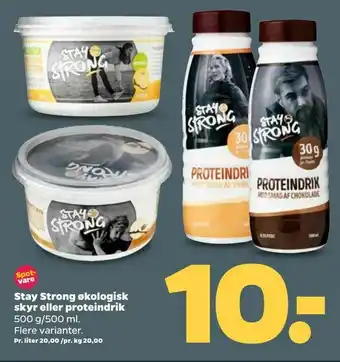 Netto Stay Strong økologisk skyr eller proteindrik tilbud