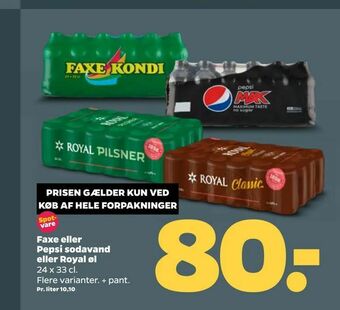Netto Faxe eller Pepsi sodavand eller Royal øl tilbud