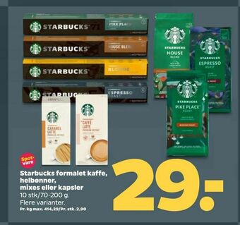 Netto Starbucks formalet kaffe, helbønner, mixes eller kapsler tilbud