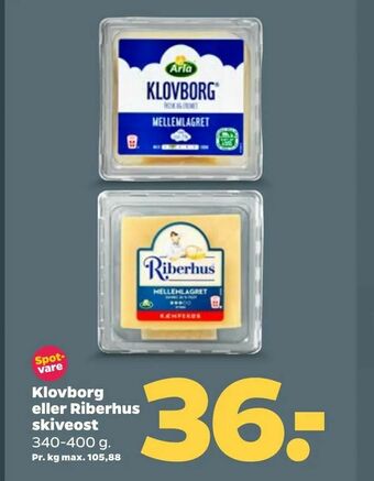 Netto Klovborg eller Riberhus skiveost tilbud
