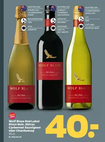 Netto Wolf Blass Red Label Pinot Noir, Shiraz Carbernet Sauvignon eller Chardonnay tilbud