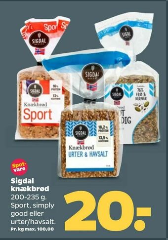 Netto Sigdal knækbrød tilbud