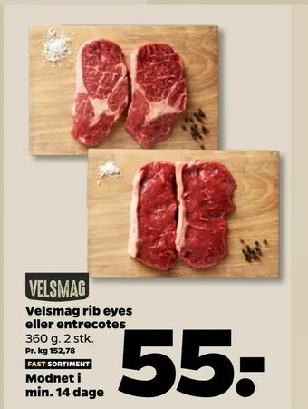 Netto Velsmag rib eyes eller entrecotes tilbud