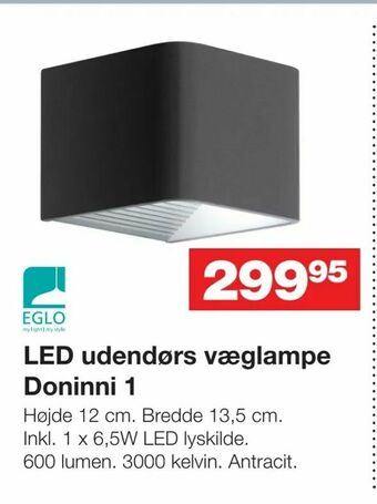 Bauhaus LED udendørs væglampe Doninni 1 tilbud