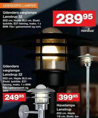 Bauhaus Udendørs væglampe Lønstrup 32 tilbud
