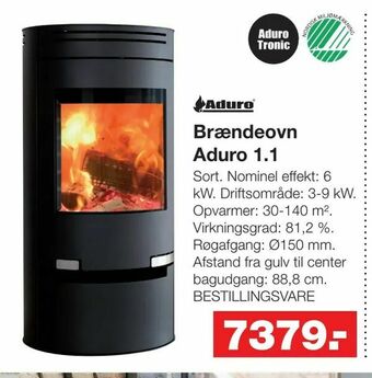 Bauhaus Brændeovn Aduro 1,1 tilbud