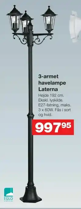 Bauhaus 3-armet havelampe Laterna tilbud