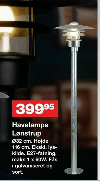 Bauhaus Havelampe Lønstrup tilbud