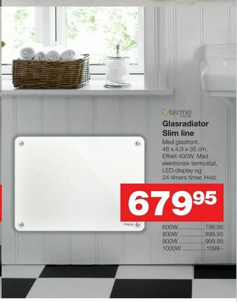 Bauhaus Glasradiator Slim line tilbud