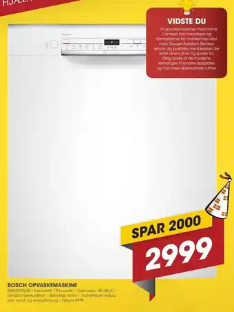Punkt1 Bosch Opvaskemaskine SMU21TW04S tilbud