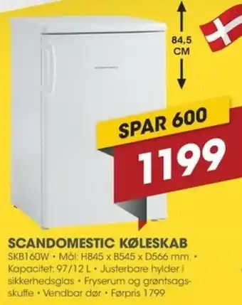 Punkt1 Scandomestic Køleskab SKB160W tilbud