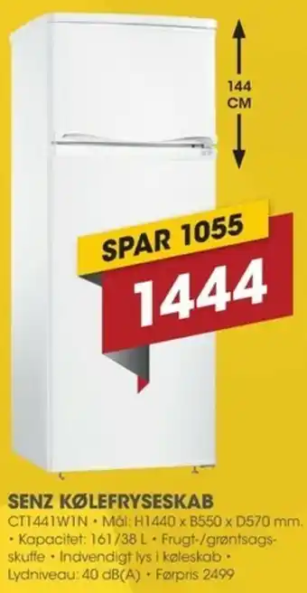 Punkt1 Senz Kølefryseskab CT1441W1N tilbud