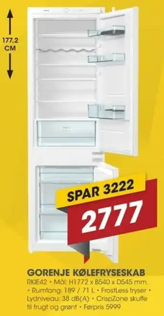 Punkt1 Gorenje Kølefryseskab RKIE42 tilbud