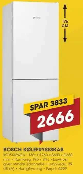 Punkt1 Bosch Kølefryseskab KGV332WEA tilbud