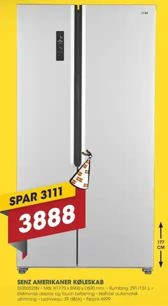 Punkt1 Senz Amerikaner Køleskab SS350S20N tilbud