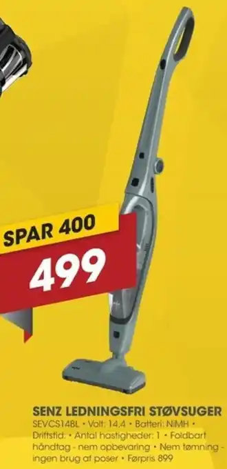 Punkt1 Senz Ledningsfri Støvsuger SEVCS14BL tilbud