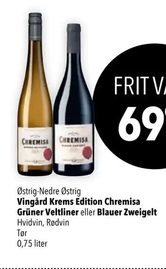 Vingård Krems Edition Chremisa Grüner Veltliner eller Blauer Zweigelt