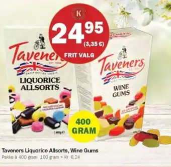 Købmandsgården Taveners Liquorice Allsorts, Wine Gums tilbud