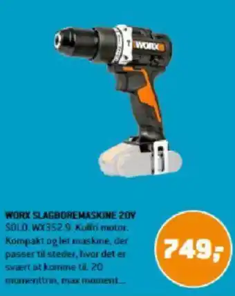XL-BYG WORX SLAGBOREMASKINE 20V tilbud