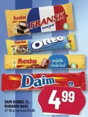 Løvbjerg Daim Dobbel El. Marabou Bars 37-56g tilbud