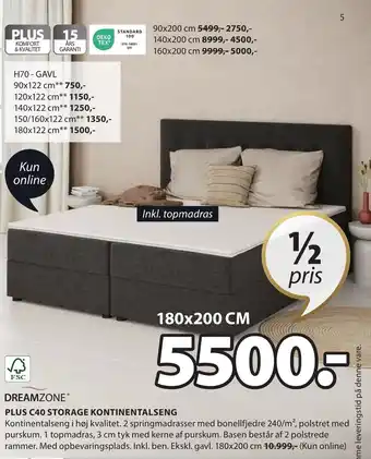 JYSK PLUS C40 STORAGE KONTINENTALSENG tilbud