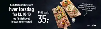 Føtex Kom forbi delikatessen hver torsdag fra kl. 10-18 og få frisklavet luksus smørrebrød tilbud