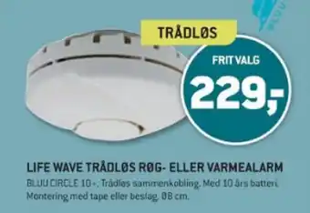 XL-BYG LIFE WAVE TRÅDLØS RØG-ELLER VARMEALARM tilbud