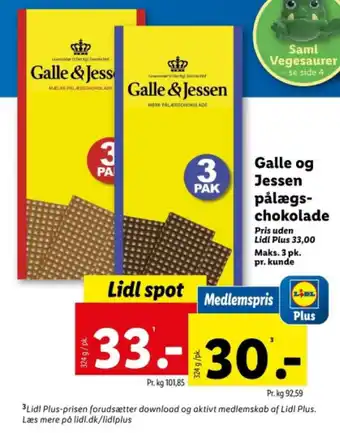 Lidl Galle og Jessen pålægs-chokolade tilbud