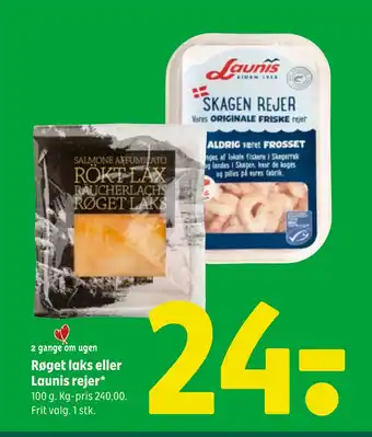 Coop 365 Røget laks eller Launis rejer tilbud