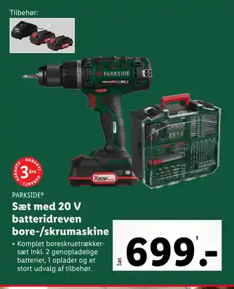 Lidl Sæt med 20 V batteridreven bore-/skrumaskine tilbud