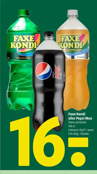 Coop 365 Faxe Kondi eller Pepsi Max tilbud