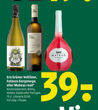 Coop 365 Era Grüner Veltliner, Falasco Garganega eller Mateus rosé tilbud
