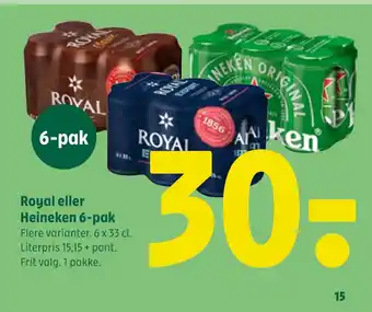 Coop 365 Royal eller Heineken 6-pak tilbud