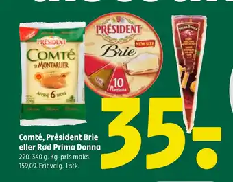 Coop 365 Comté, Président Brie eller Rød Prima Donna tilbud