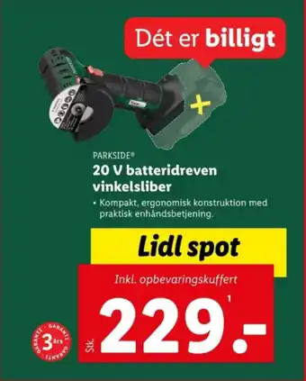 Lidl 20 V batteridreven vinkelsliber tilbud