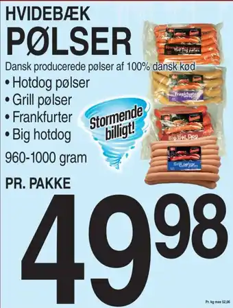ABC Lavpris HVIDEBÆK PØLSER tilbud