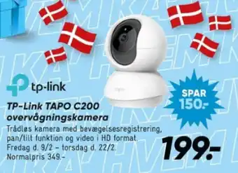 Bilka TP-Link TAPO C200 overvågningskamera tilbud