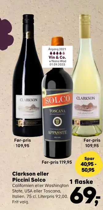 Kvickly Clarkson eller Piccini Solco tilbud