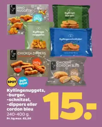 Netto Kyllingenuggets, -burger, -schnitzel tilbud