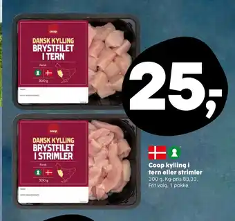 Kvickly Coop kylling i tern eller strimler tilbud