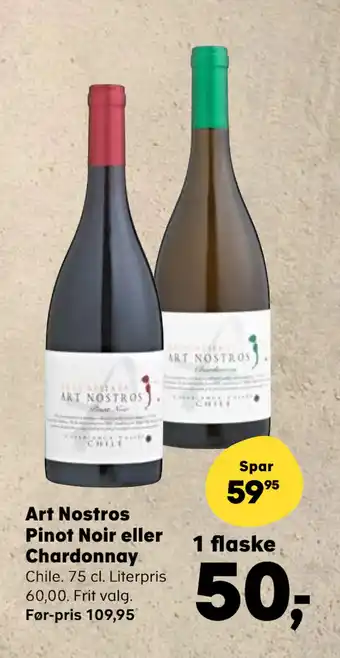 Kvickly Art Nostros Pinot Noir eller Chardonnay tilbud