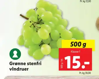 Lidl Grønne stenfri vindruer tilbud