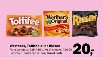 Kvickly Werthers, Toffifee eller Riesen tilbud