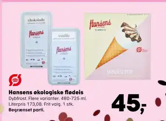 Kvickly Hansens økologiske flødeis tilbud