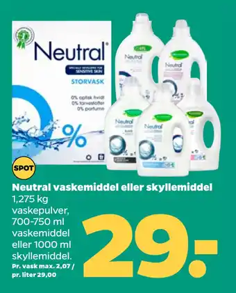 Netto Neutral vaskemiddel eller skyllemiddel tilbud
