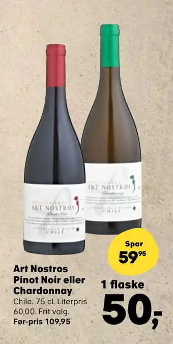 SuperBrugsen Art Nostros Pinot Noir eller Chardonnay tilbud